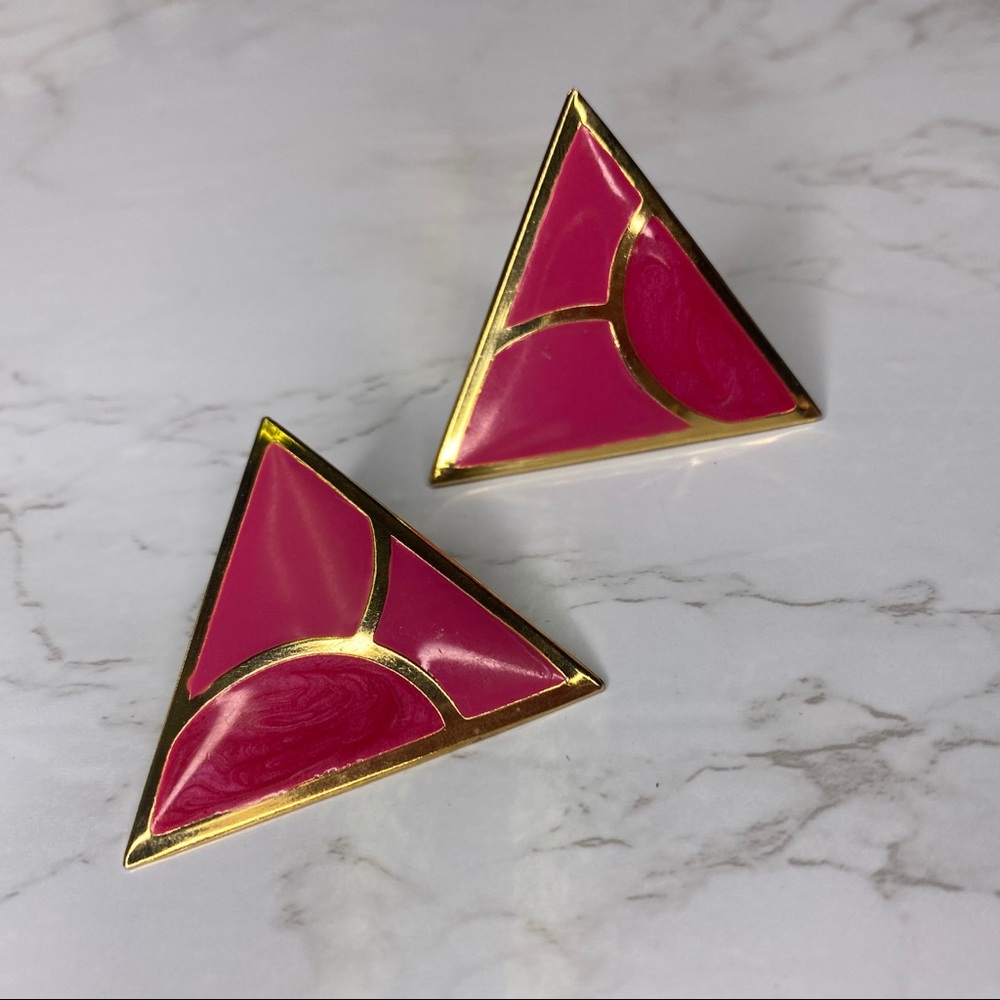 Pink triangle Vintage 80’s earrings